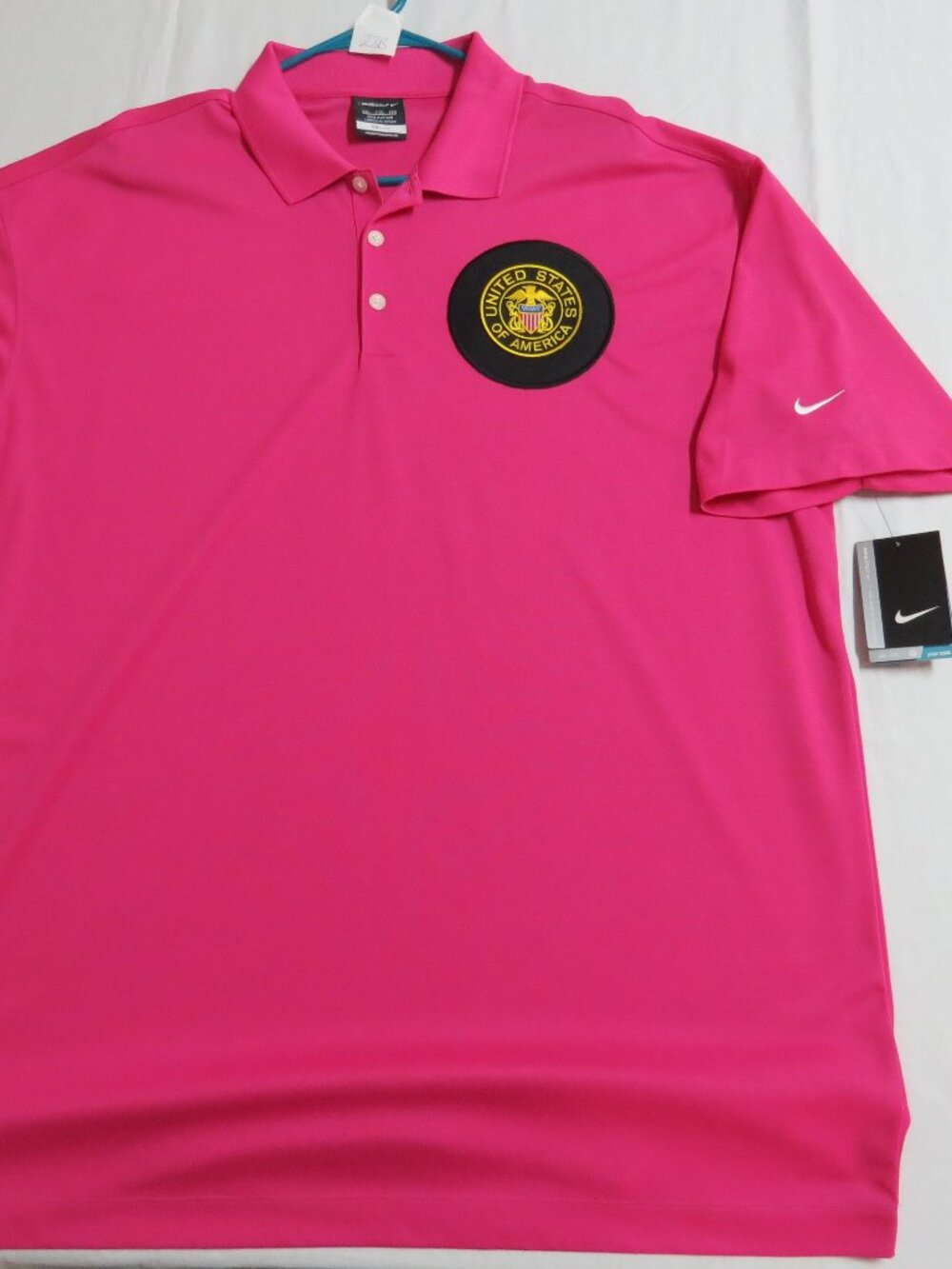NEW 2XL USA Pink Nike Dri-Fit Men's db #23B Golf Polo Shirt